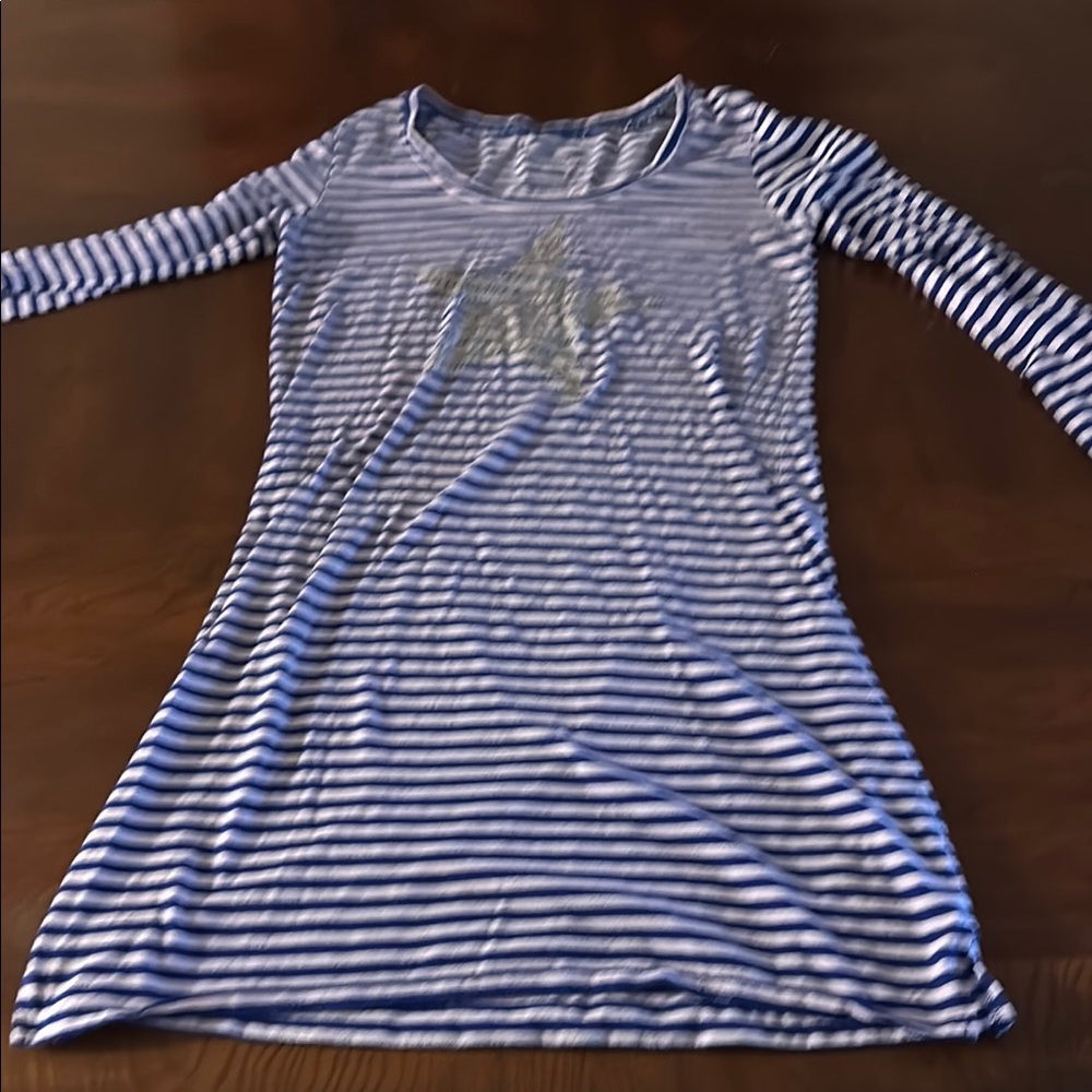 Victoria's Secret Blue Striped Nightdress Nightgown Silver Star